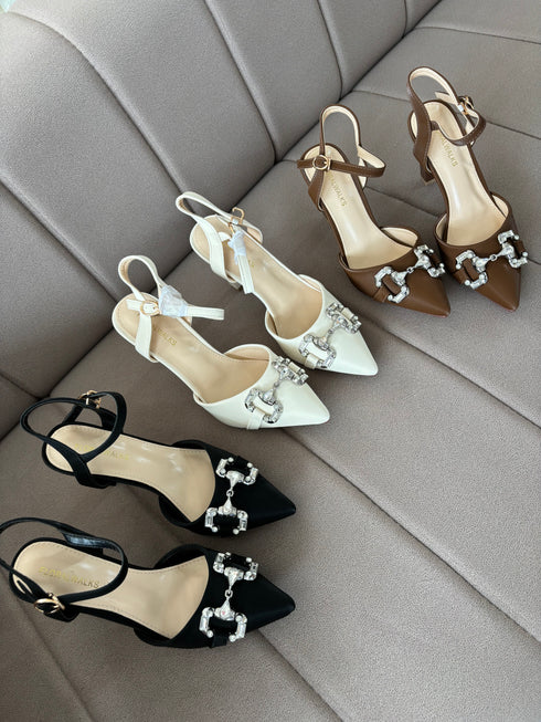 Women Rhinestone Pointed-Toe Stiletto Heel
